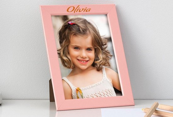 Fotolijst met naam tekst bedrukken (Roze 10x15cm) - gepersonaliseerd cadeau  kinderen,... | bol.com