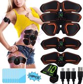 Fit4All Smart Fitness EMS Spieren Stimulator – Spieren kweken - Body Trainer - Elektrische Buiktrainer - Afslanken – Elektrische Spieren Trainer - Voor Hem & Haar - LCD Display - USB Oplaadba