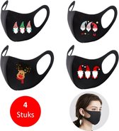 Sorprese - mondkapje - zwart - kerst - mondkapje wasbaar - 4 stuks - verschillende motieven