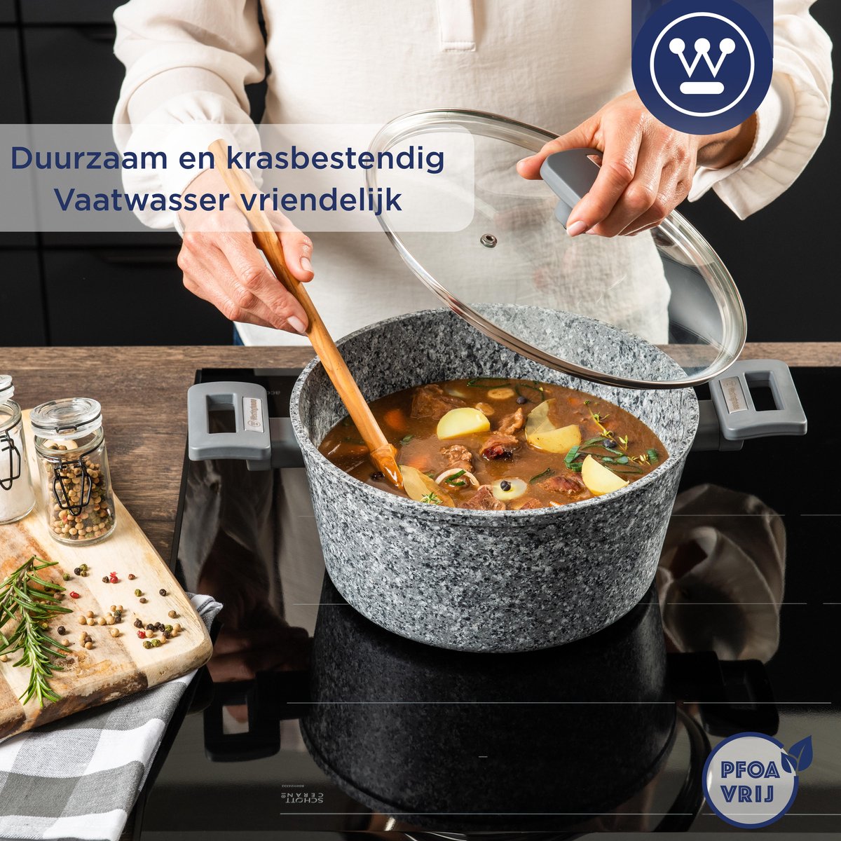 Ensemble de casseroles Westinghouse Black Marble (Poêle à rôtir ø 28 cm +  Casserole en acier ø 20 cm) - Induction et toutes autr