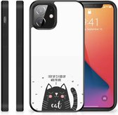 Mobiel TPU Hard Case iPhone 12 Mini Telefoon Hoesje met Zwarte rand Cat Good Day