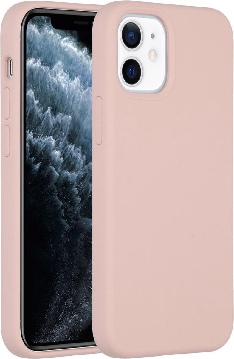 Accezz Hoesje Geschikt voor iPhone 12 Mini Hoesje Siliconen - Accezz Liquid Silicone Backcover - Roze