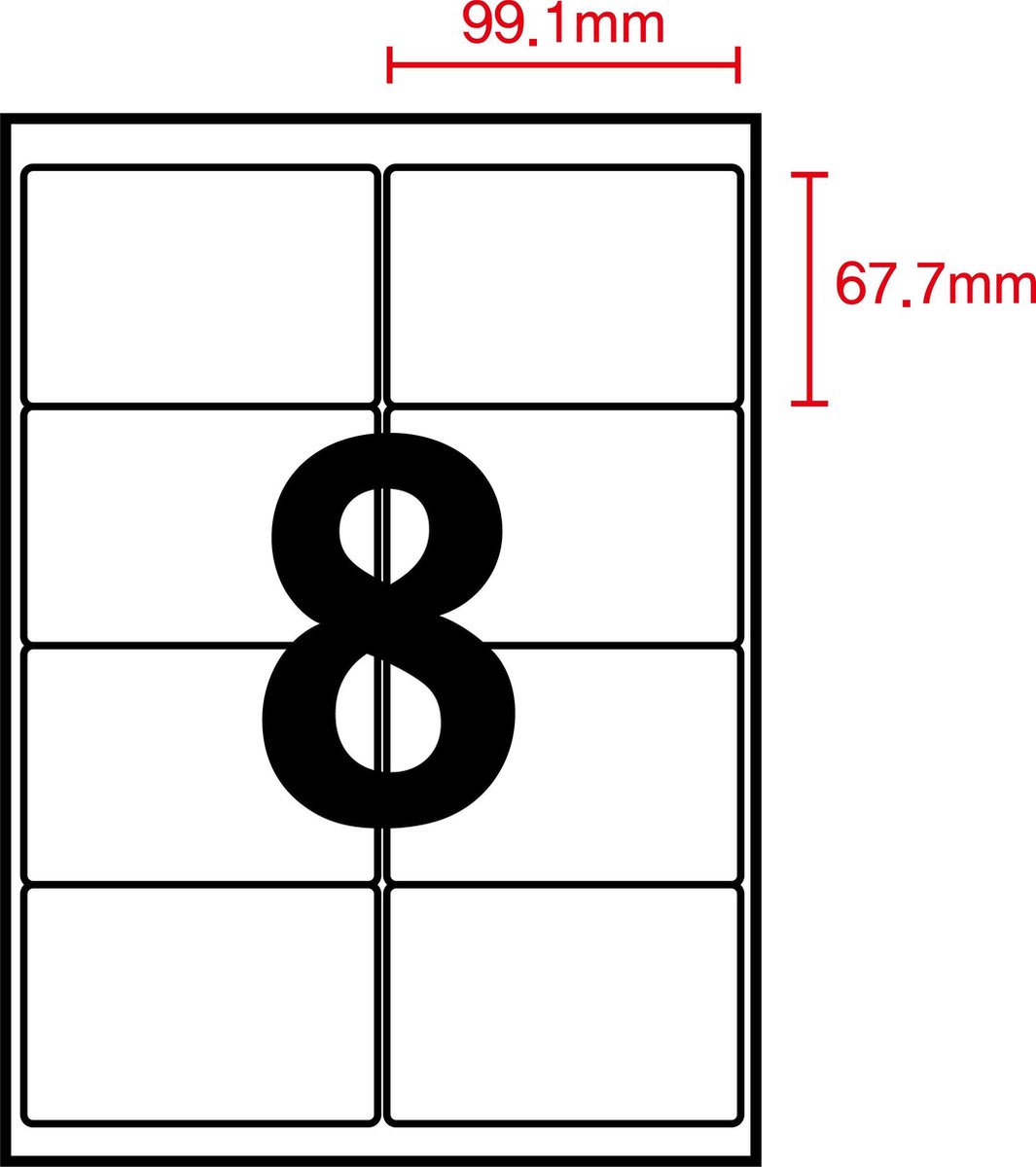 Printec Verzend etiketten 100 vel 99.1x67.7mm 8 labels per A4