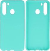 Bestcases Color Telefoonhoesje - Backcover Hoesje - Siliconen Case Back Cover voor Samsung Galaxy A21 - Turquoise