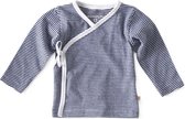 Little Label - overslag truitje - small stripe navy - maat: 68 - bio-katoen