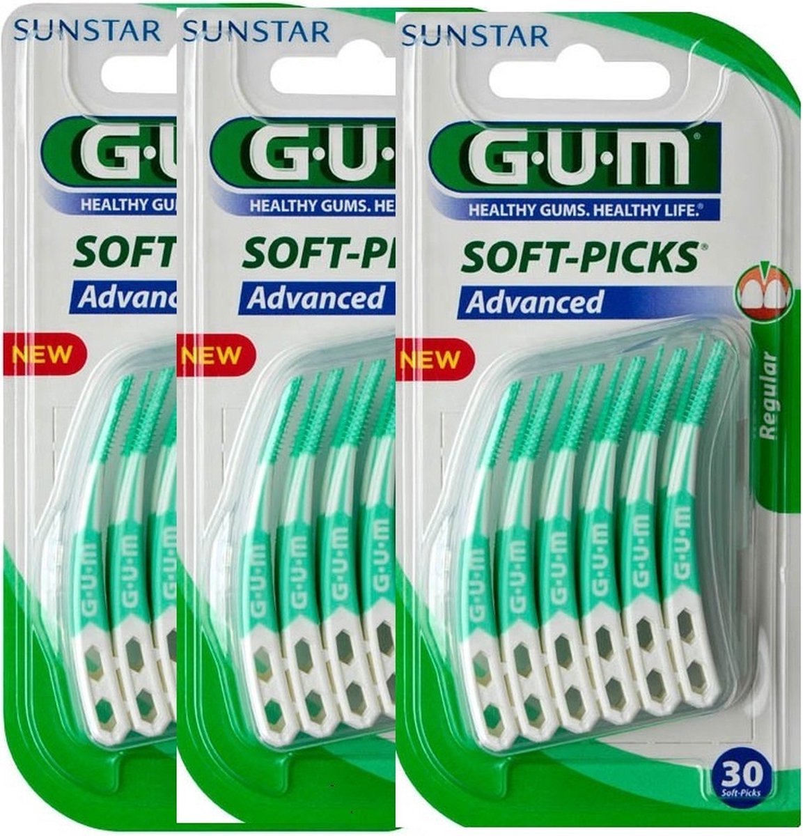 GUM Soft Picks Advanced Regular - 3 x 30 stuks - Ragers - Voordeelverpakking - Gum