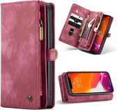 CaseMe Luxe Lederen 2 in 1 Portemonnee Booktype iPhone 12, iPhone 12 Pro hoesje - Rood