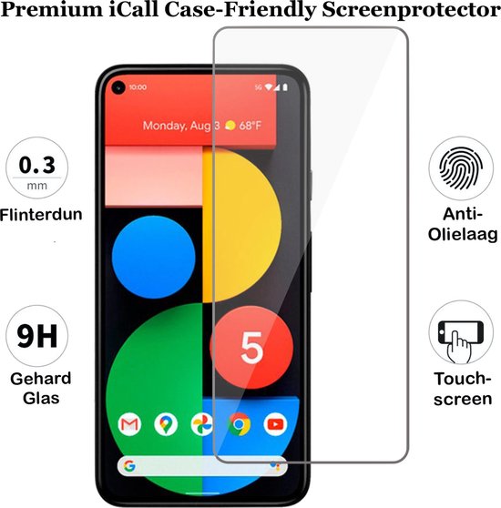 Transparante screenprotector 0.3mm, 9H gehard glas, anti-olie en touch screen op een telefoon.