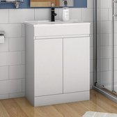 Meubles de salle de bain 60 cm avec vasque, couleur blanche, ensemble de meubles de salle de bain avec vasque en céramique, ensemble de meubles de salle de bain 2 éviers