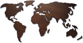 Paspartoet Houten wereldkaart met landgrenzen - 160x80 cm - palissander - houten wanddecoratie
