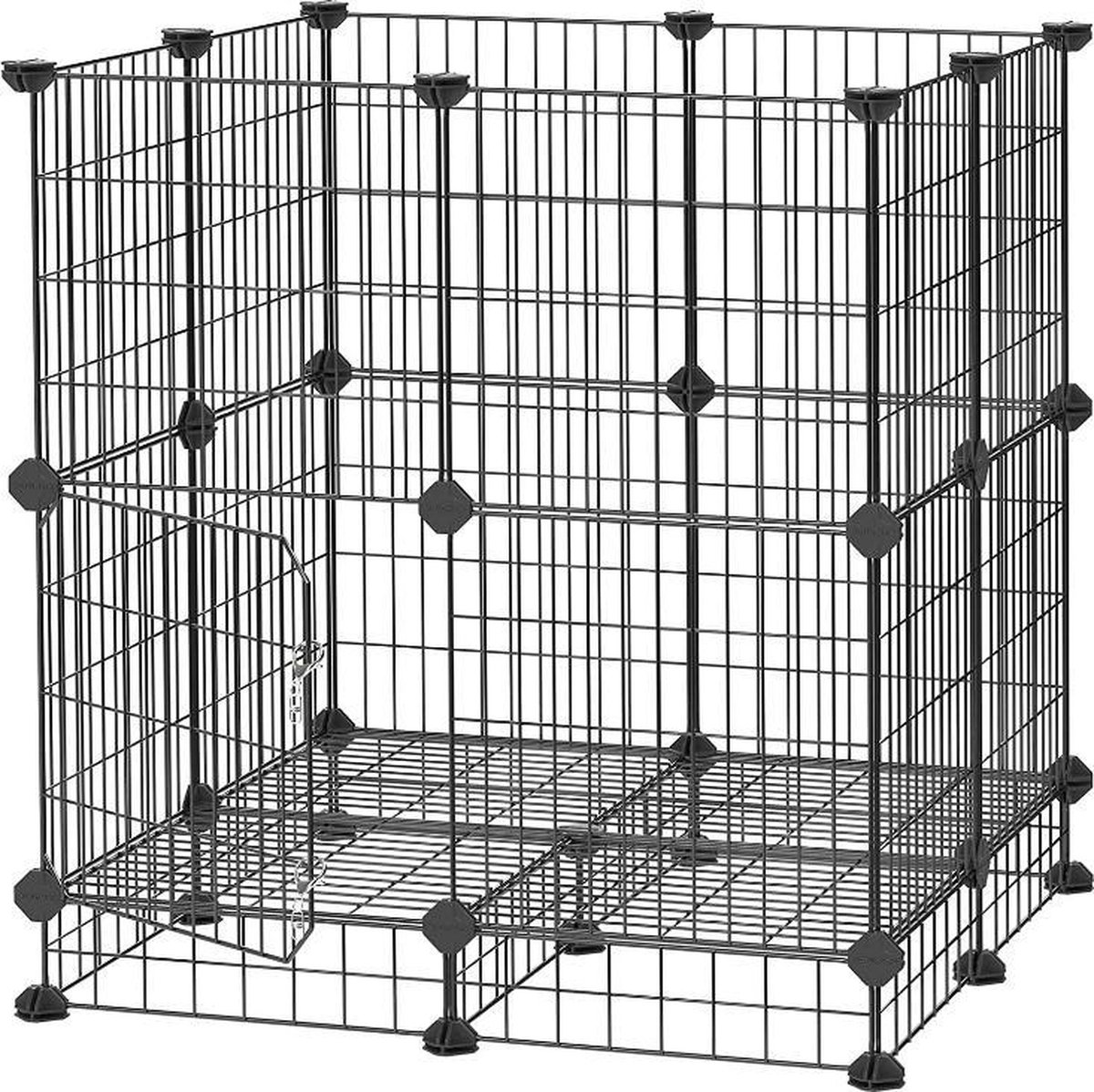 Yaheetech Konijnenhok met 4 niveaus, afneembaar, caviakooi met open dak, veiligheidssloten, hamsterkooi met ladder en laden, grijs, 75,5 x 50,5 x 113,5 cm