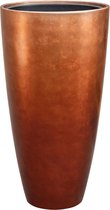 Maxim vaas koper 75cm hoog | Luxe hoge XL vazen rood rosé goud gouden metallic steenrood roden terracotta kleur | Grote bloempot plantenbak
