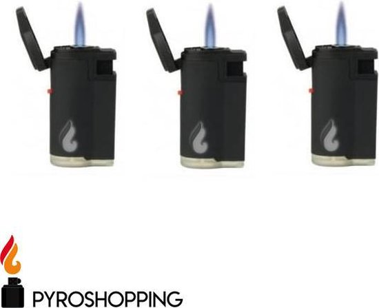 Pyroshopping Blackline stormaansteker rubber hervulbare gasaansteker zwart - Pyroshopping.nl