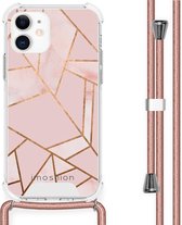 iMoshion Design hoesje met koord voor de iPhone 12 Mini - Grafisch Koper - Roze / Goud