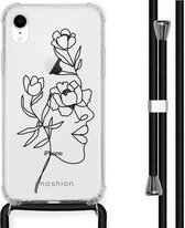 iMoshion Design hoesje met koord voor de iPhone Xr - Abstract Gezicht Bloem - Transparant