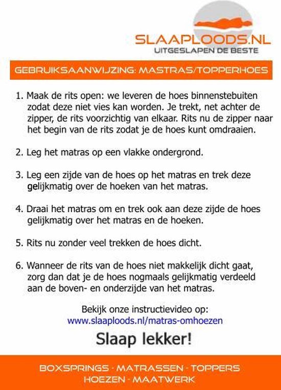 Matrashoes de Luxe met rits 14 t/m 15 cm - 90x220