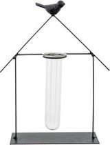 Houder House 1x Glass Tube Zwart 16,5x7xh23cm Langwerpig Metaal-glas