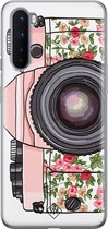 OnePlus Nord hoesje siliconen - Hippie camera | OnePlus Nord case | Roze | TPU backcover transparant