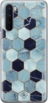 OnePlus Nord hoesje siliconen - Blue cubes | OnePlus Nord case | blauw | TPU backcover transparant