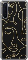 OnePlus Nord hoesje siliconen - Abstract faces | OnePlus Nord case | zwart | TPU backcover transparant