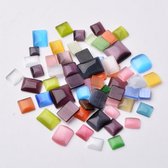 cabochons, cat eye, verschillende kleuren en vormen, 370 stuks, 200 gram