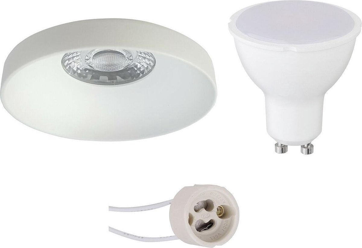 GU10 Inbouwspot Set - Mat Wit - Inbouw Rond - Pragmi Vrito Pro - 4W - Warm Wit 3000K - Ø82mm