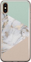 iPhone X/XS hoesje siliconen - Marmer pastel mix - Soft Case Telefoonhoesje - Marmer - Transparant, Multi