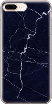 iPhone 8 Plus/7 Plus hoesje siliconen - Marmer Navy - Soft Case Telefoonhoesje - Marmer - Transparant, Blauw