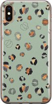 iPhone X/XS hoesje siliconen - Luipaard baby leo - Soft Case Telefoonhoesje - Luipaardprint - Transparant, Blauw
