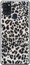 Samsung Galaxy A21s hoesje siliconen - Luipaard grijs - Soft Case Telefoonhoesje - Luipaardprint - Grijs