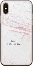 iPhone XS Max hoesje siliconen - Today I choose joy - Soft Case Telefoonhoesje - Tekst - Transparant, Grijs