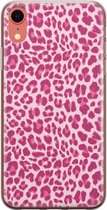 iPhone XR hoesje siliconen - Luipaard roze - Soft Case Telefoonhoesje - Luipaardprint - Transparant, Roze
