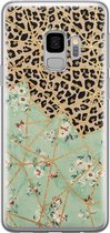 Samsung Galaxy S9 hoesje siliconen - Luipaard bloemen print - Soft Case Telefoonhoesje - Luipaardprint - Groen