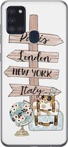 Samsung Galaxy A21s hoesje siliconen - Where to go next - Soft Case Telefoonhoesje - Tekst - Multi