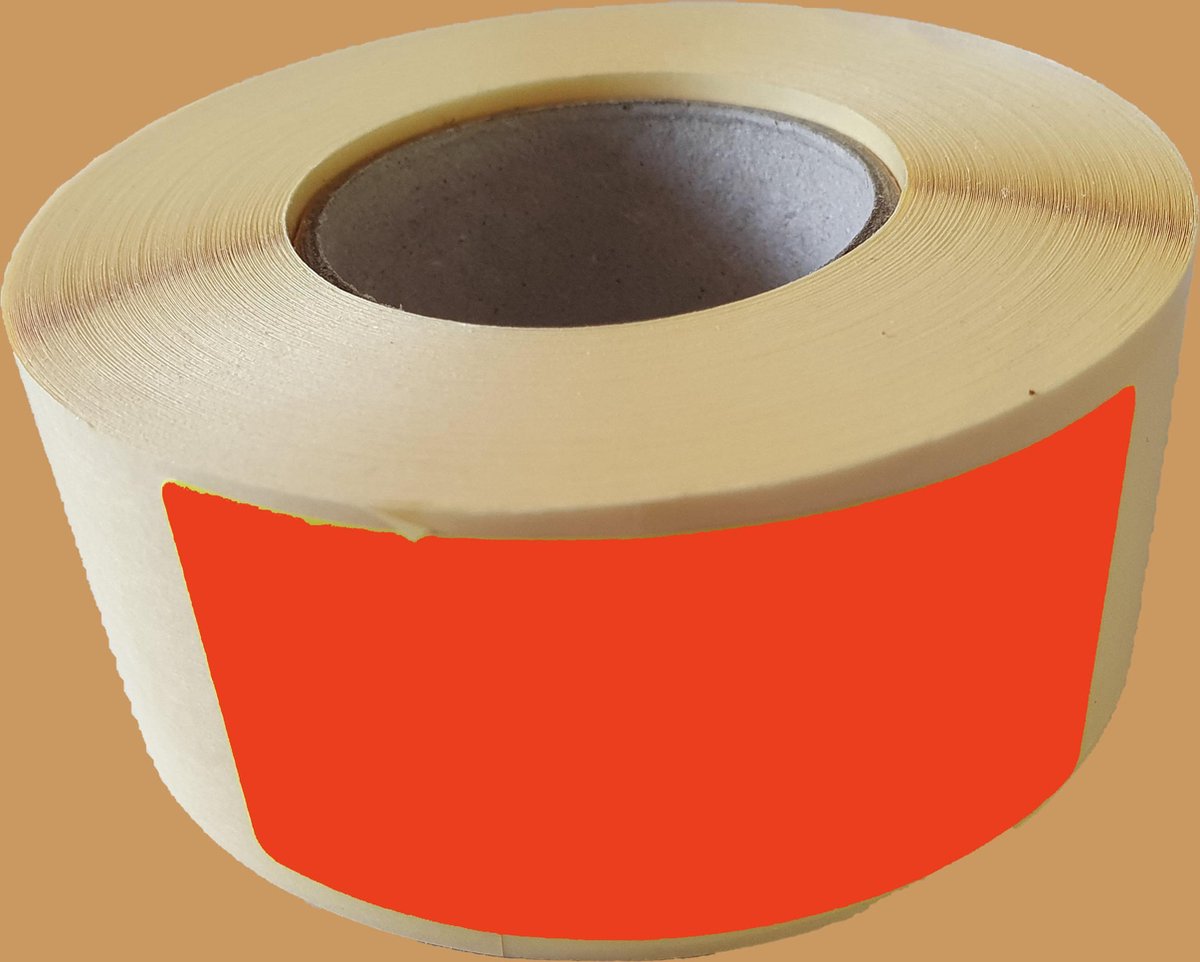 Blanco etiketten op rol - 70 x 35 mm rechthoek - rood radiant
