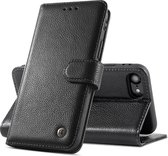 Echt Lederen Hoesje - Book Case Telefoonhoesje - Echt Leren Portemonnee Wallet Case - iPhone SE 2020 - iPhone 8 - iPhone 7 - Zwart
