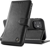 Echt Lederen Hoesje - Book Case Telefoonhoesje - Echt Leren Portemonnee Wallet Case - iPhone 11 - Zwart