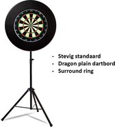 Darts Set - Portable dartbord standaard pakket - inclusief best geteste - dartbord en - dartbord surround ring - zwart