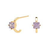 P D Paola 925 Sterling Zilveren Goudkleurige Cavalier Lavander Lis Oorbellen  - Goud