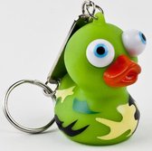 Leuk kado met naam sleutelhanger pop out eendje - groen