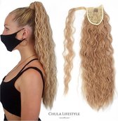 Chula Lifestyle Paardenstaart Haar Extension Blond Lang Krullend Golvend 56 cm - Ponytail Extensions Blond Long Curly Wavy 22 inch