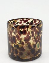 Glass Round Vase dia 10*10 brown spotted