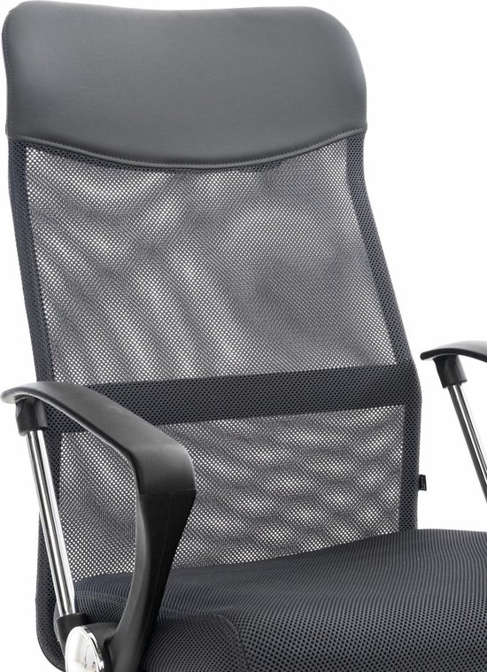 CLP Washington Bureaustoel | Kunstleer en netbekleding | Kantoorstoel met Zithoogte: 47 -55 cm grijs