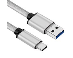 USB C naar USB A kabel | Laadsnelheid 5V / 3A / 60 watt | USB 3.2 gen 1 | 5 Gb/s | Male to male | Zilver | 3 meter | Allteq