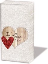 Ambiente - I Love You - Papieren zakdoeken - 1 pakje - Liefde - Valentijn - Huwelijk