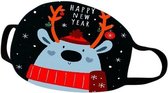 Mondkapje Kerst - Mondmasker - Wasbaar - Happy new year - 1 stuks