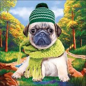 Ambiente Autumn Pug papieren servetten