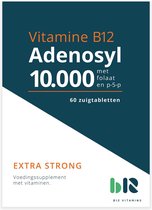 B12 Vitamins - B12 Adenosyl 10.000 met Folaat - 60 tabletten - Adenosylcobalamine, actief foliumzuur - B12 Adenosyl - vegan - voedingssupplement