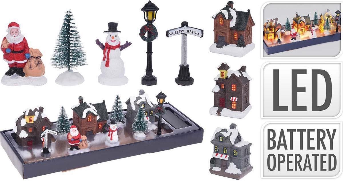 Christmas Decoration kerstdorp accessoires- figuurtjes/huisjes -10x – foto 5