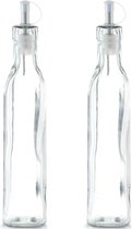 2x Glazen azijn/olie flessen met schenktuit 270 ml - Zeller - Keuken/kookbenodigdheden - Tafel dekken - Azijnflessen - Olieflessen - Doseerflessen van glas